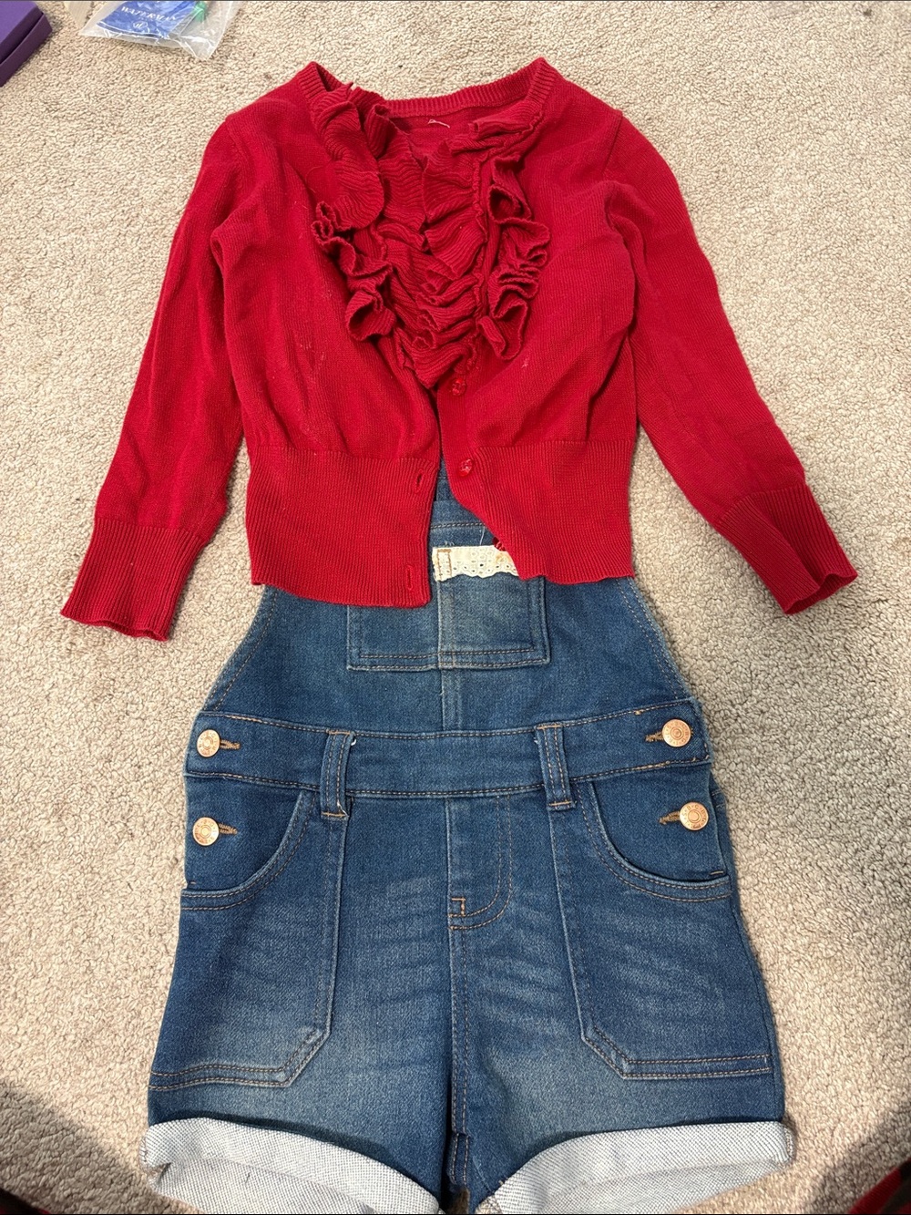 Red Ruffle Front Cardigan
